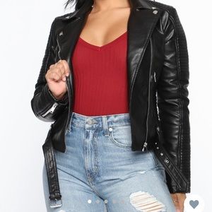 Faux leather moto jacket